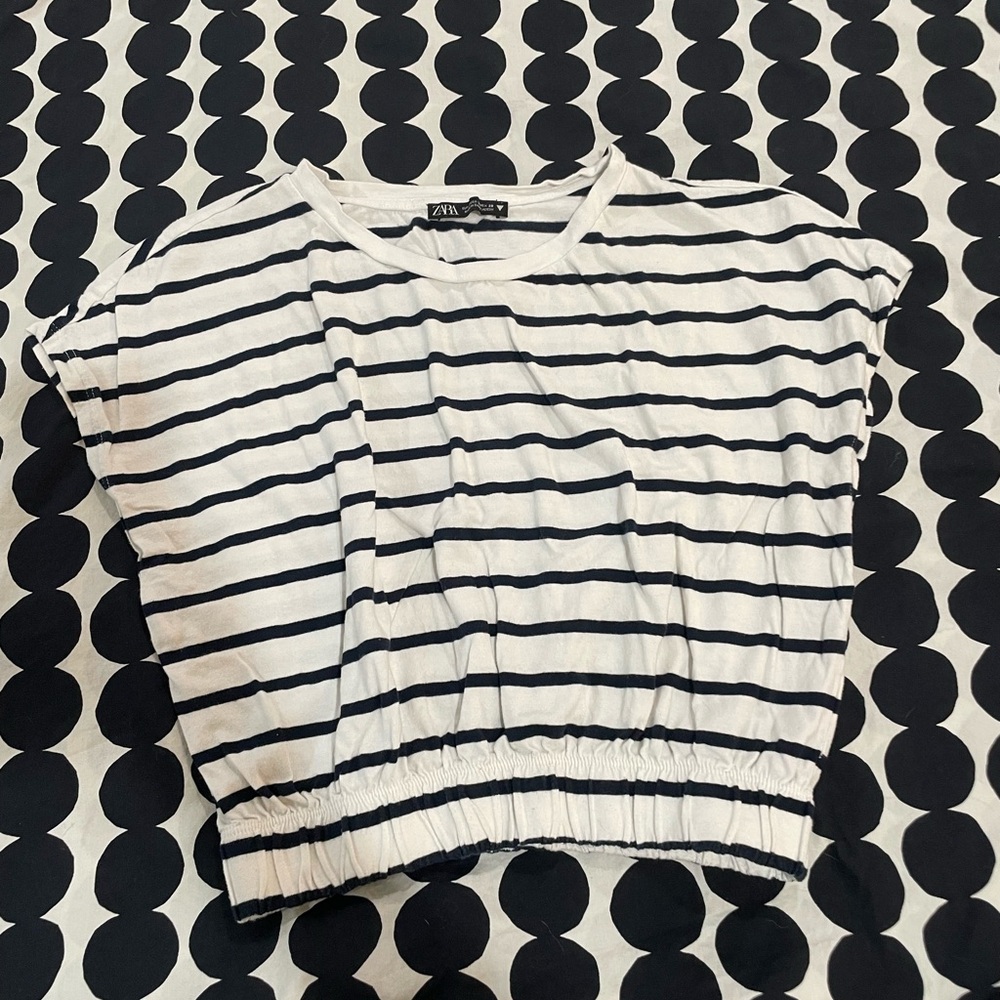 Zara Black and White Striped Crop Top